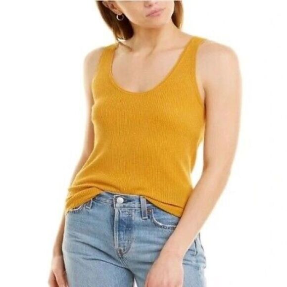 NWT Vince Marled Shaker Stitch Sweater Tank in Saffron / Clementine Orange XL - Picture 1 of 13